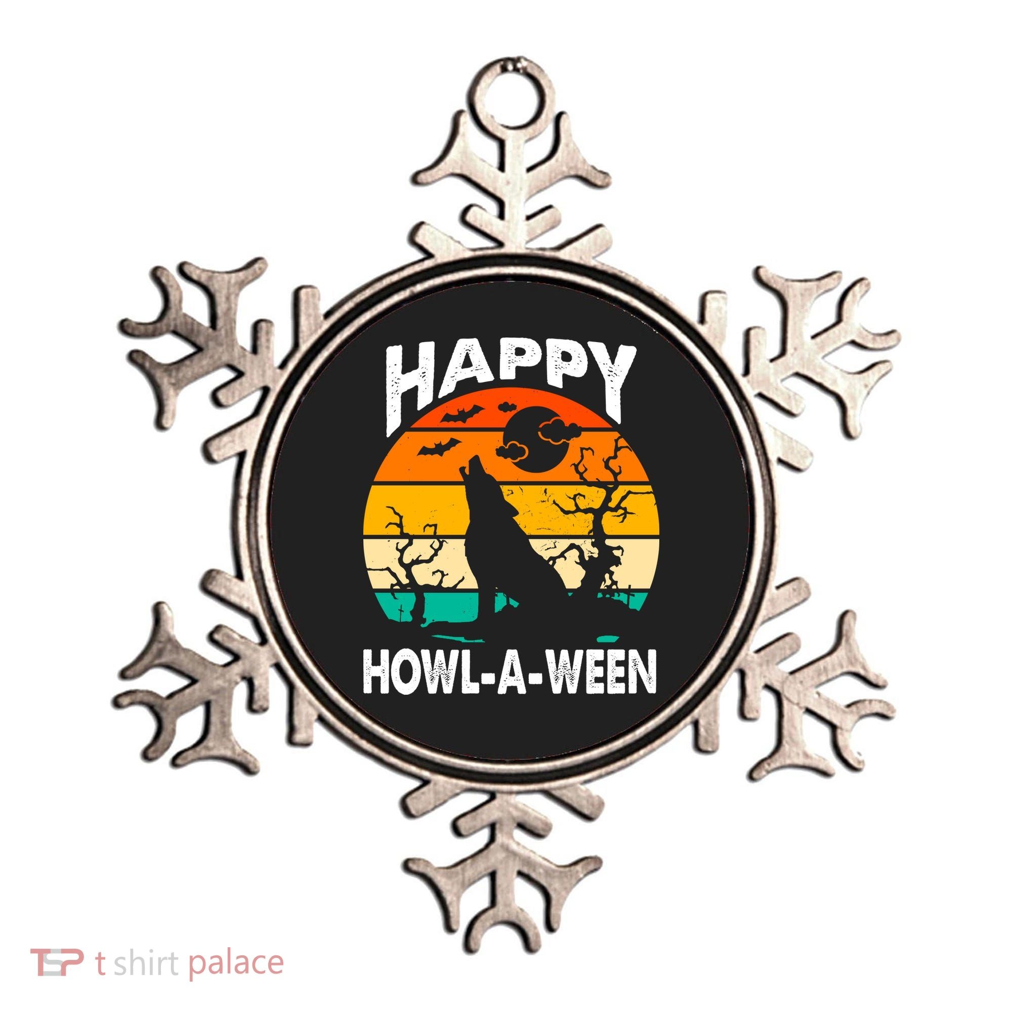 Happy Howl A Ween Halloween Wolf Retro Ornament