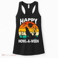 Happy Howl A Ween Halloween Wolf Retro Women's Tank Top thumb 0