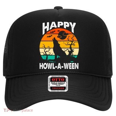 Happy Howl A Ween Halloween Wolf Retro Hat
