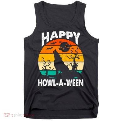 Happy Howl A Ween Halloween Wolf Retro Tank Top