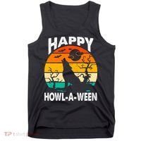 Happy Howl A Ween Halloween Wolf Retro Tank Top thumb 0