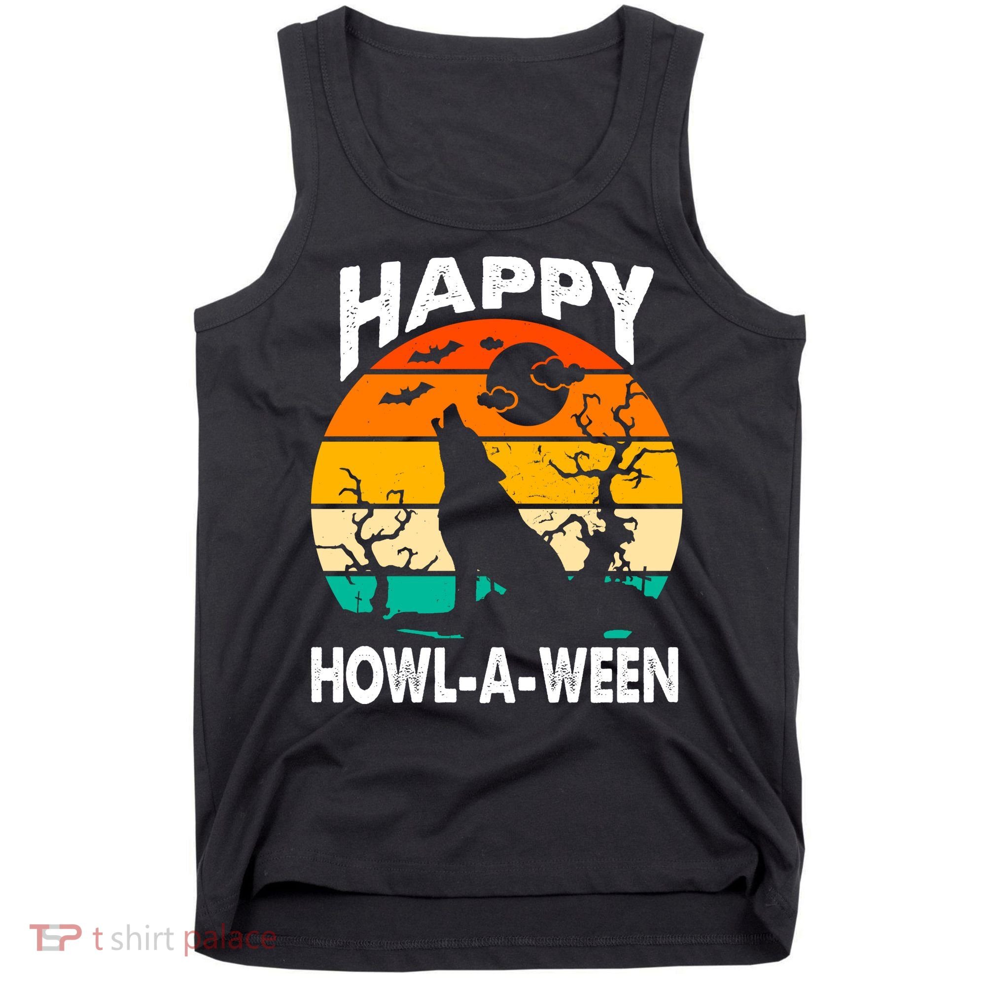Happy Howl A Ween Halloween Wolf Retro Tank Top