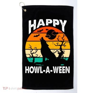 Happy Howl A Ween Halloween Wolf Retro Golf Towel