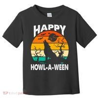 Happy Howl A Ween Halloween Wolf Retro Toddler T-Shirt thumb 0