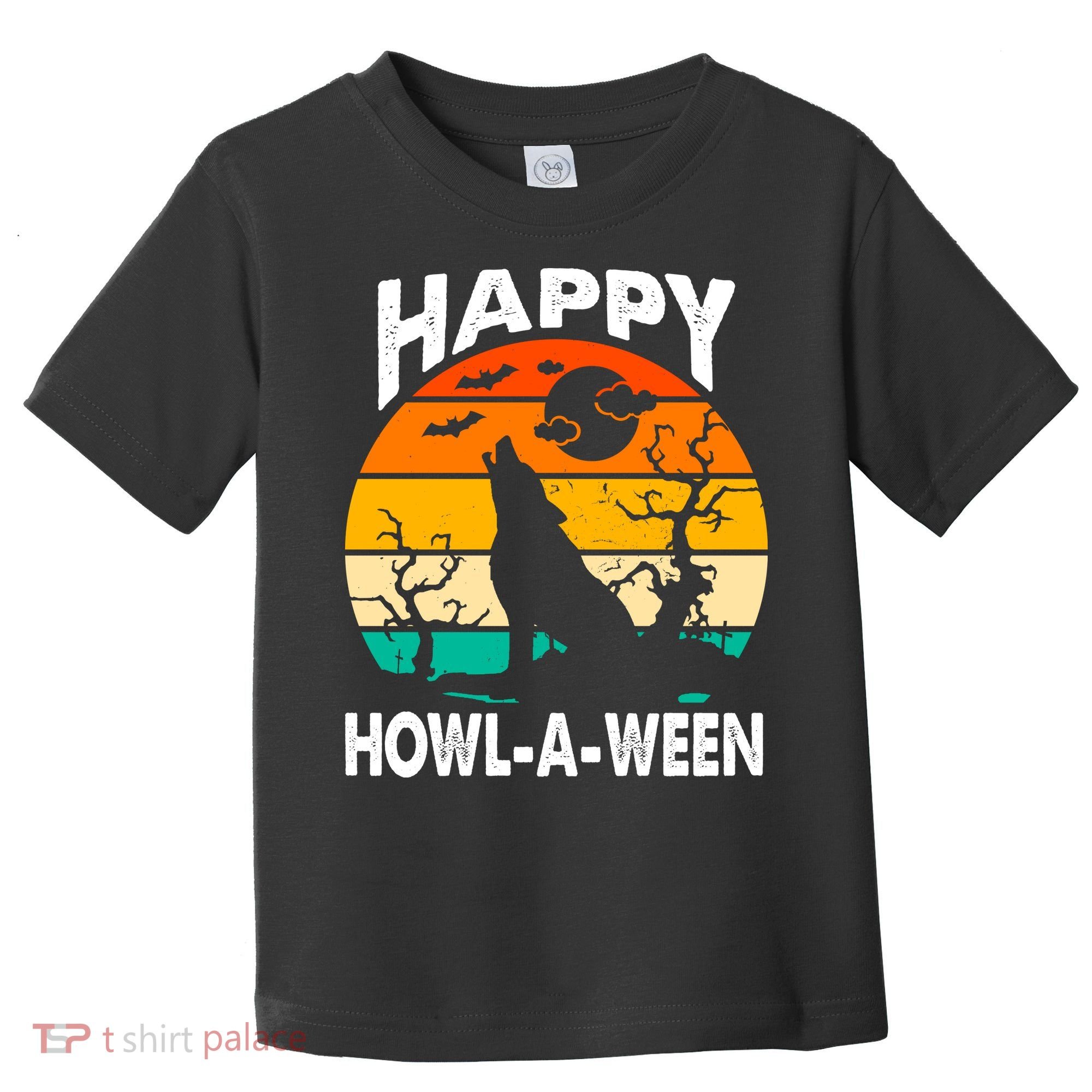 Happy Howl A Ween Halloween Wolf Retro Toddler T-Shirt