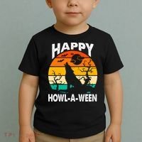 Happy Howl A Ween Halloween Wolf Retro Toddler T-Shirt thumb 2