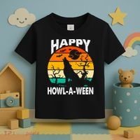 Happy Howl A Ween Halloween Wolf Retro Toddler T-Shirt thumb 3