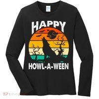 Happy Howl A Ween Halloween Wolf Retro Women's Long Sleeve Shirt thumb 0