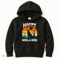 Happy Howl A Ween Halloween Wolf Retro Kids Hoodie thumb 0