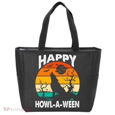 Happy Howl A Ween Halloween Wolf Retro Tote Bag