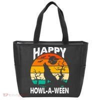 Happy Howl A Ween Halloween Wolf Retro Tote Bag thumb 0