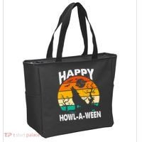 Happy Howl A Ween Halloween Wolf Retro Tote Bag thumb 2