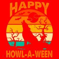 Happy Howl A Ween Halloween Wolf Retro Santa Hat thumb 1