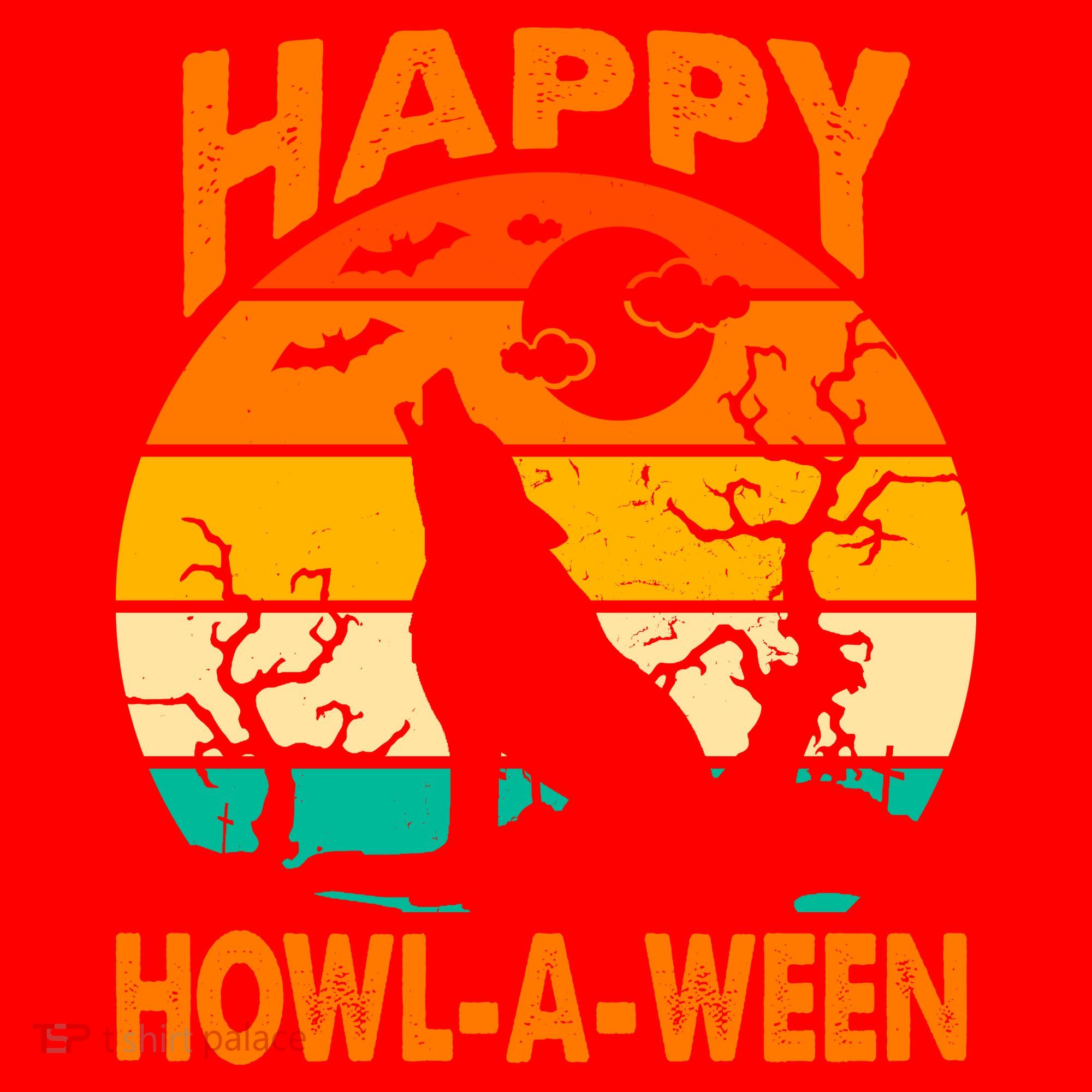 Happy Howl A Ween Halloween Wolf Retro Santa Hat