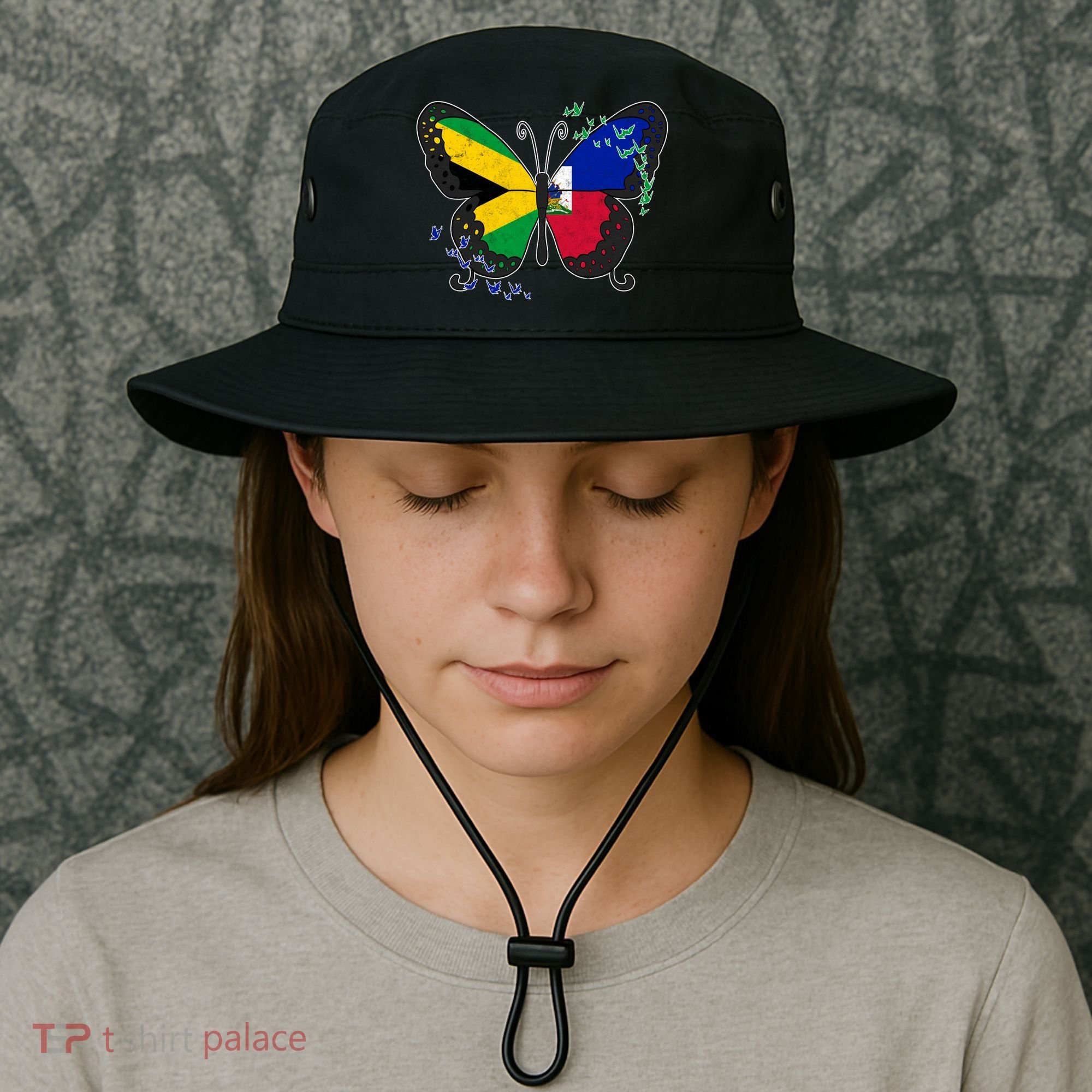 Haiti Haitian America Jamaica Caribbean Combo Butterfly Dna Gift Bucket Hat