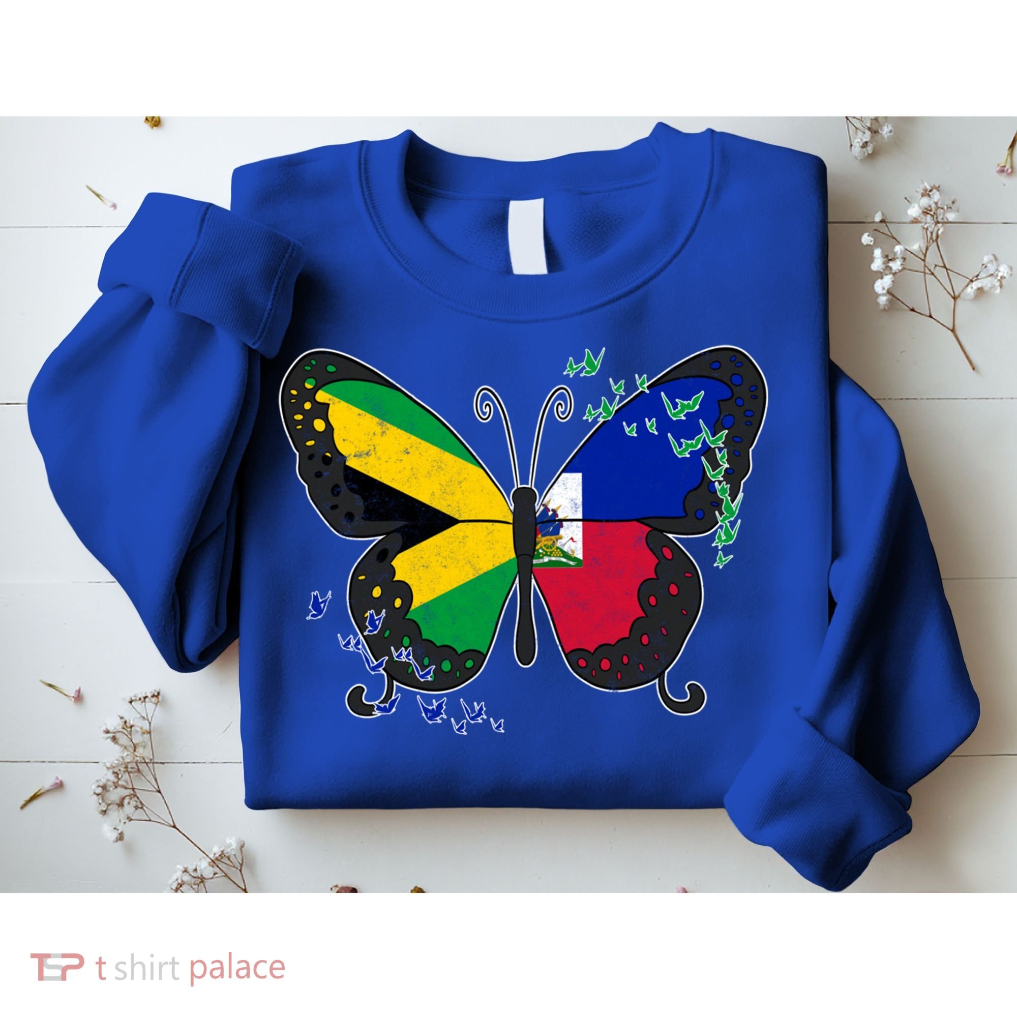 Haiti Haitian America Jamaica Caribbean Combo Butterfly Dna Gift Sweatshirt