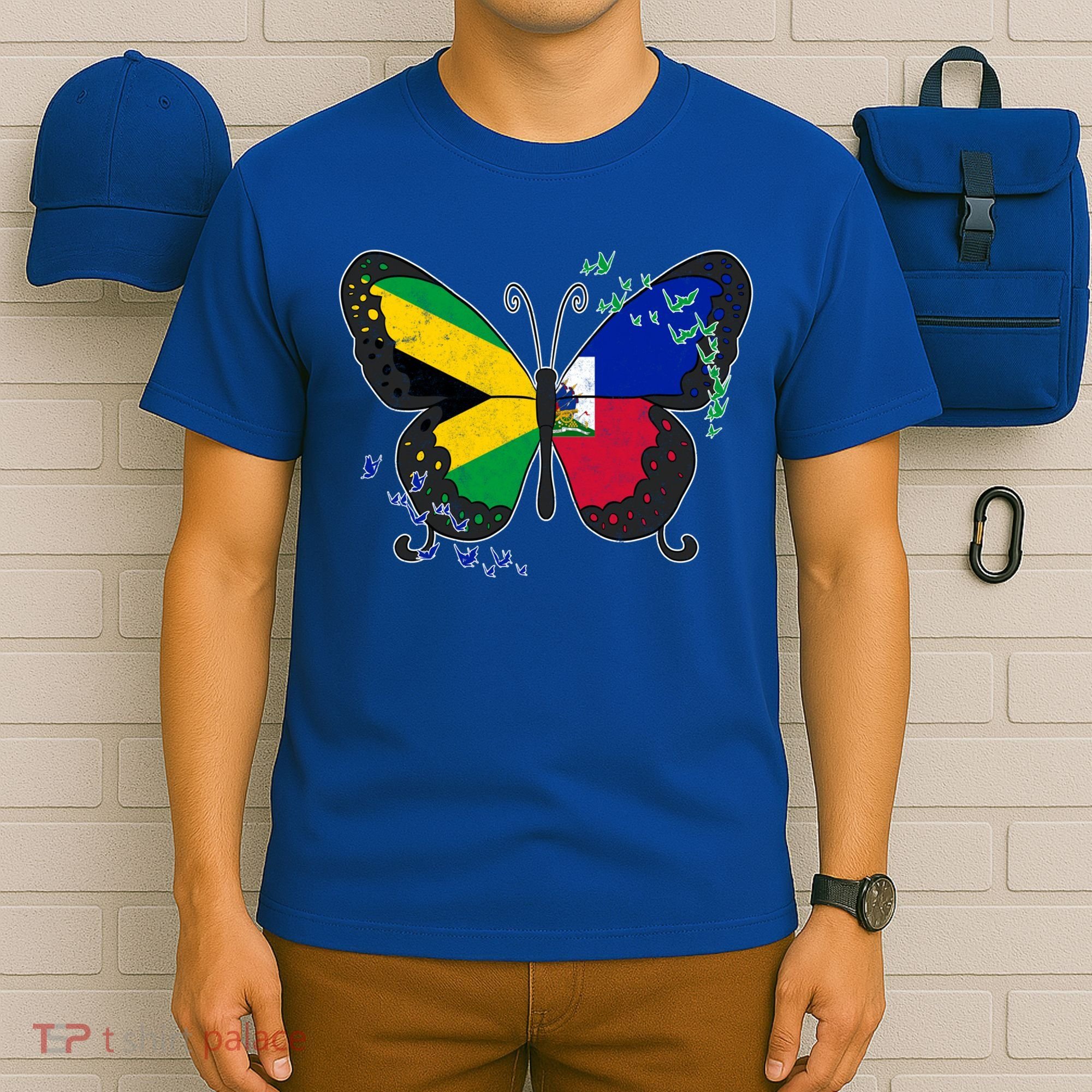 Haiti Haitian America Jamaica Caribbean Combo Butterfly Dna Gift T-Shirt