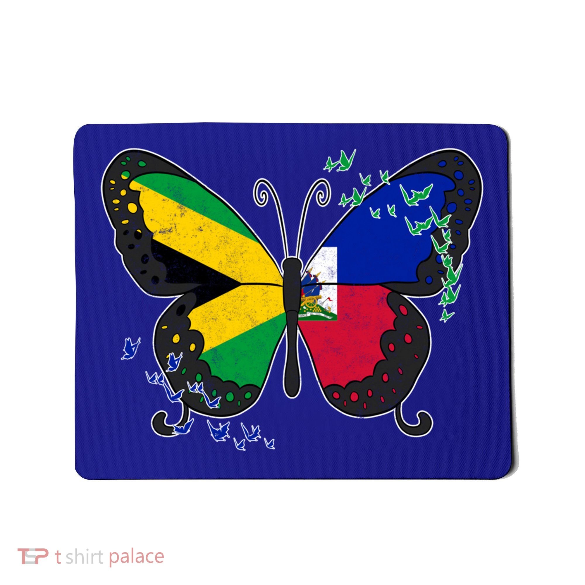 Haiti Haitian America Jamaica Caribbean Combo Butterfly Dna Gift Mousepad