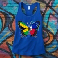 Haiti Haitian America Jamaica Caribbean Combo Butterfly Dna Gift Women's Tank Top thumb 3