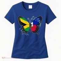Haiti Haitian America Jamaica Caribbean Combo Butterfly Dna Gift Women's T-Shirt thumb 0