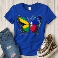 Haiti Haitian America Jamaica Caribbean Combo Butterfly Dna Gift Women's T-Shirt thumb 3