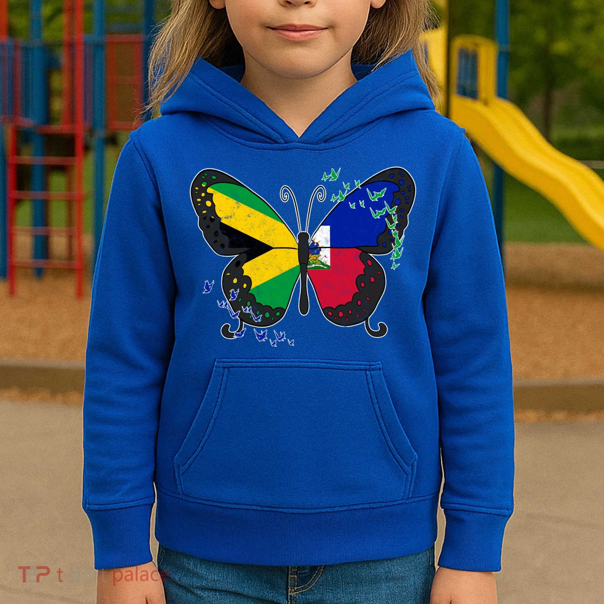 Haiti Haitian America Jamaica Caribbean Combo Butterfly Dna Gift Kids Hoodie