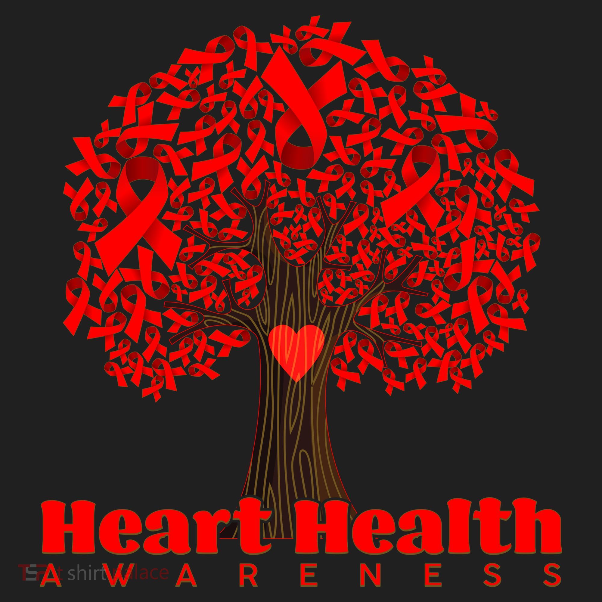 Heart Health Awareness Red Ribbon Heart Tree Women's Sweatshirt