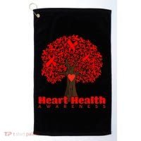 Heart Health Awareness Red Ribbon Heart Tree Golf Towel thumb 0