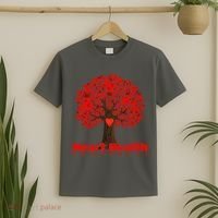 Heart Health Awareness Red Ribbon Heart Tree T-Shirt thumb 2