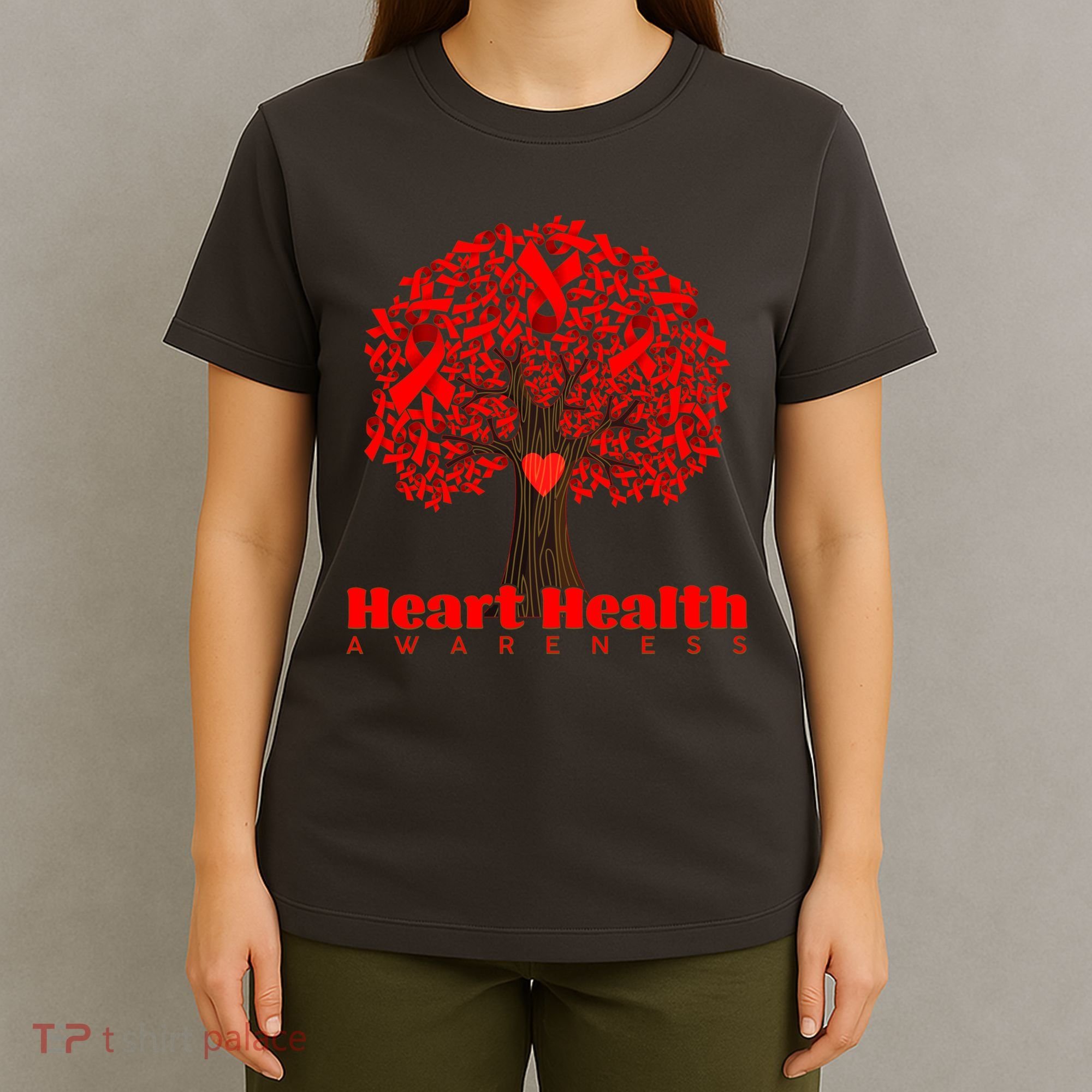 Heart Health Awareness Red Ribbon Heart Tree T-Shirt
