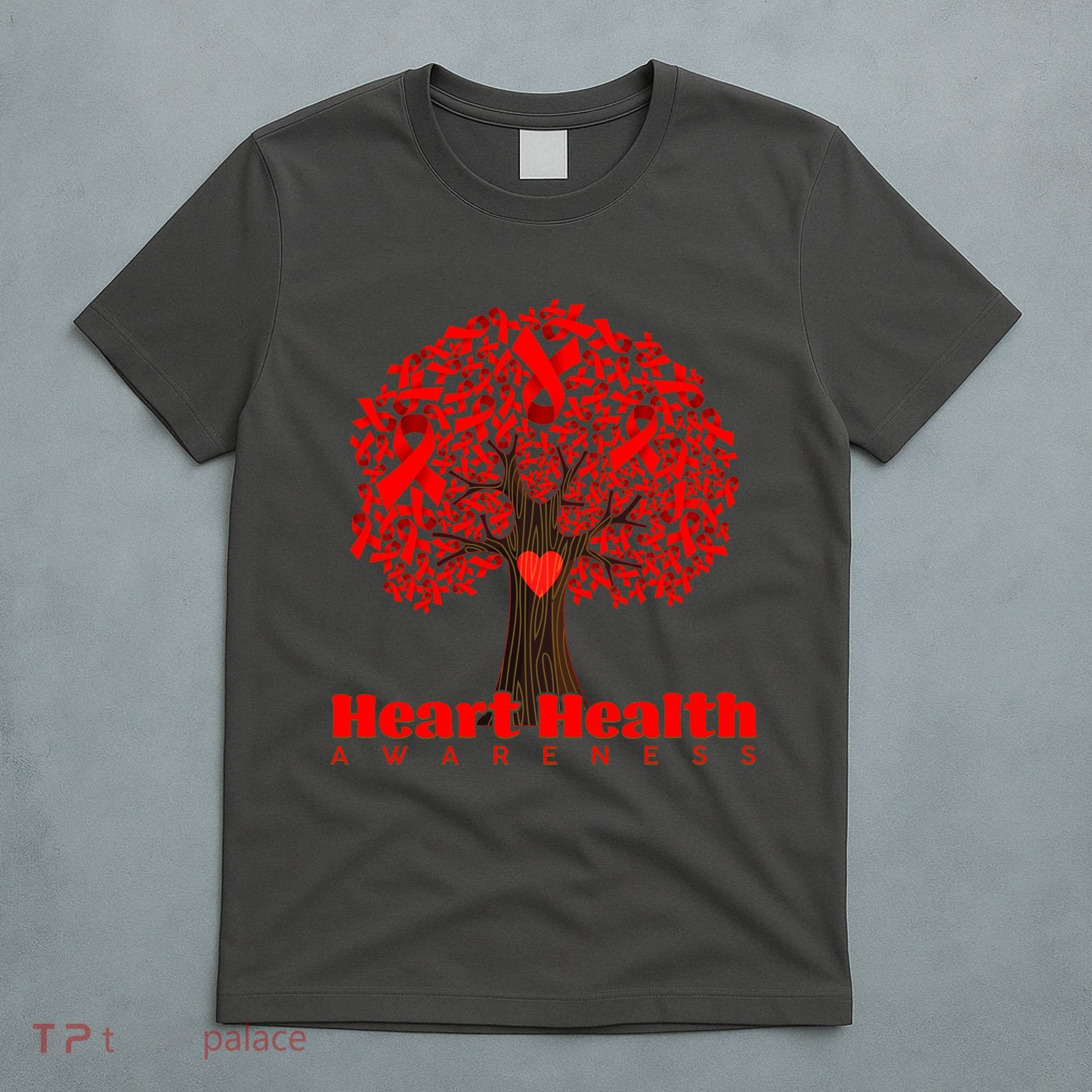 Heart Health Awareness Red Ribbon Heart Tree T-Shirt