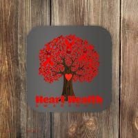 Heart Health Awareness Red Ribbon Heart Tree Coaster thumb 0