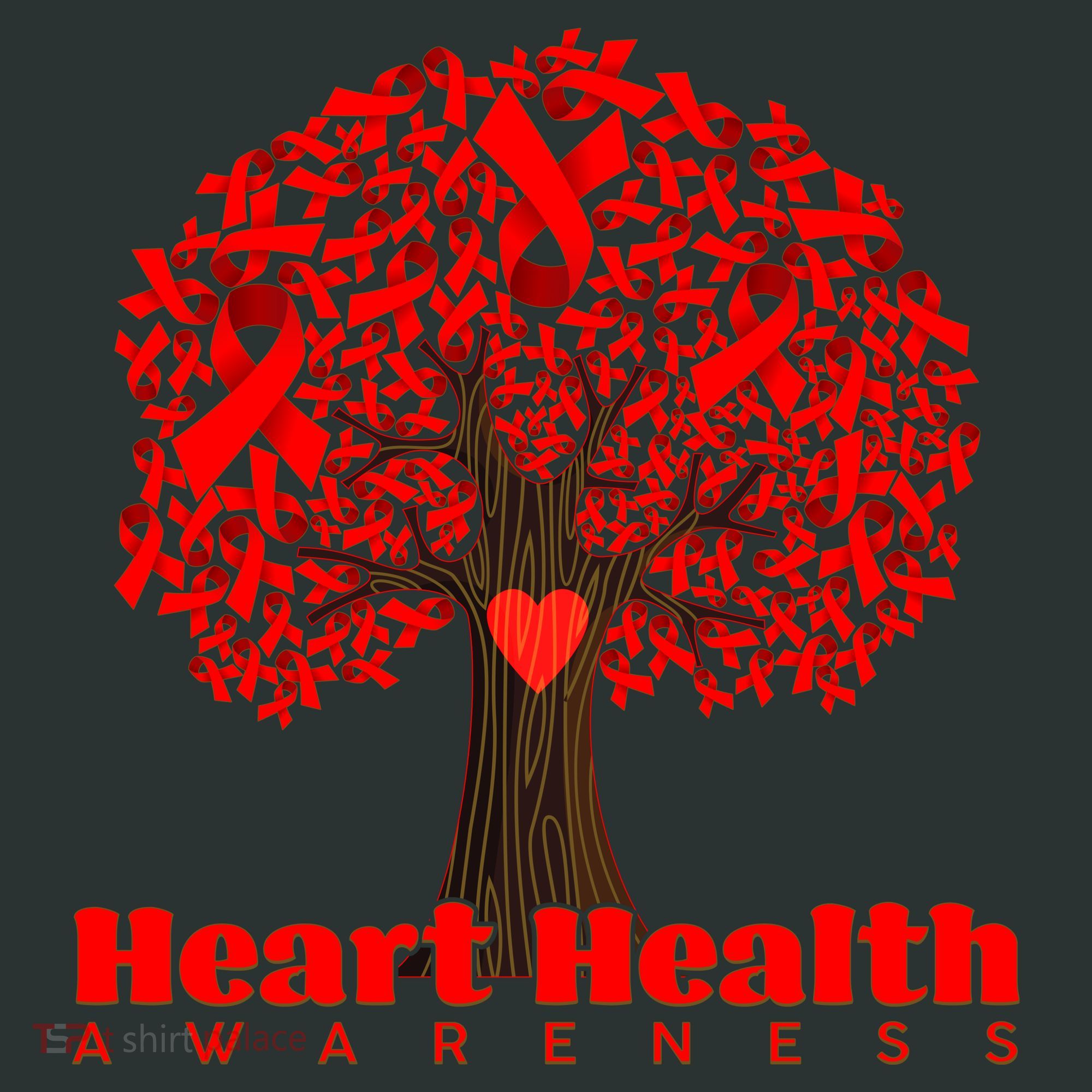 Heart Health Awareness Red Ribbon Heart Tree Coaster
