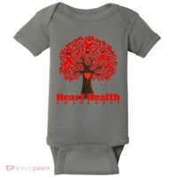 Heart Health Awareness Red Ribbon Heart Tree Baby Bodysuit thumb 0