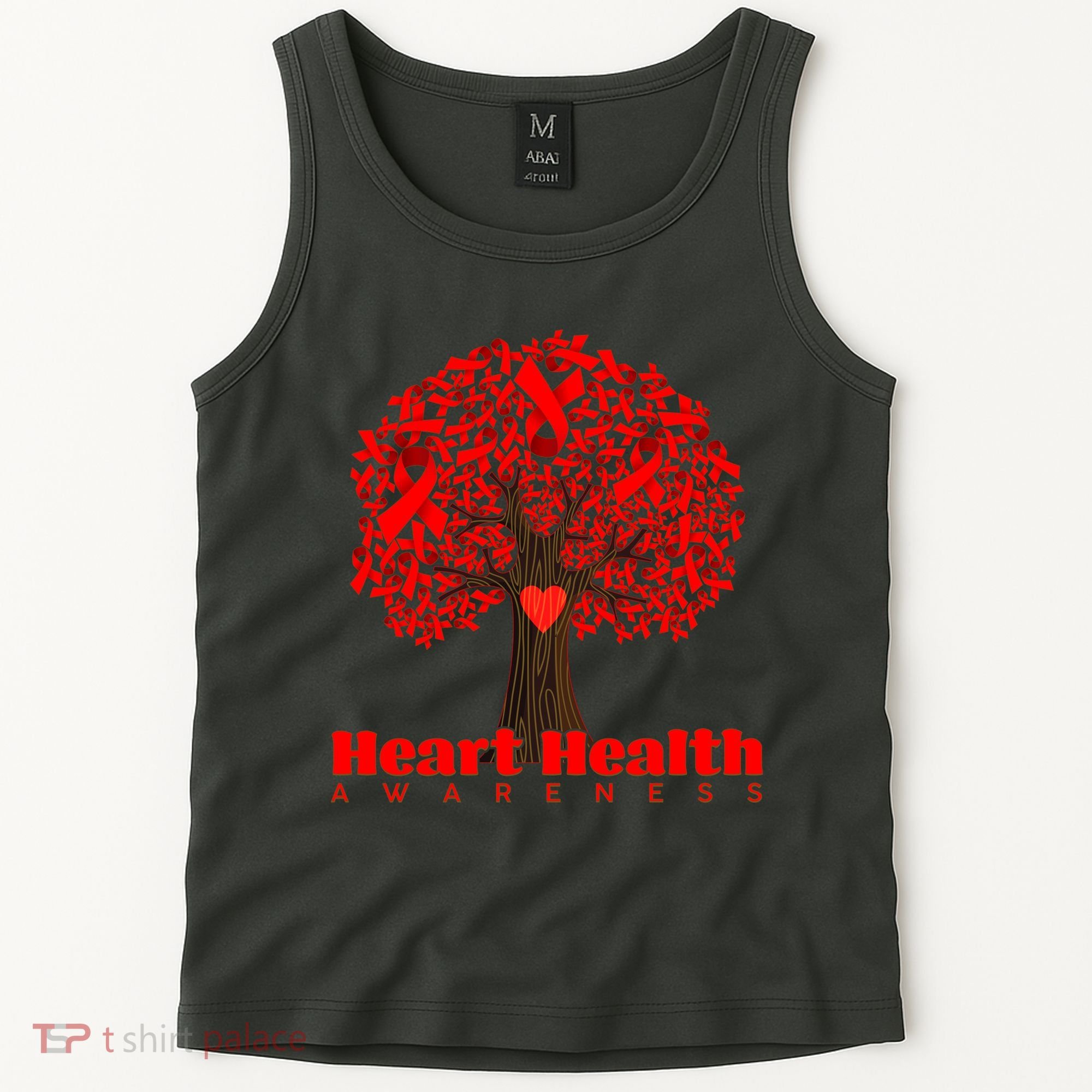 Heart Health Awareness Red Ribbon Heart Tree Tank Top