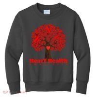 Heart Health Awareness Red Ribbon Heart Tree Kids Sweatshirt thumb 0