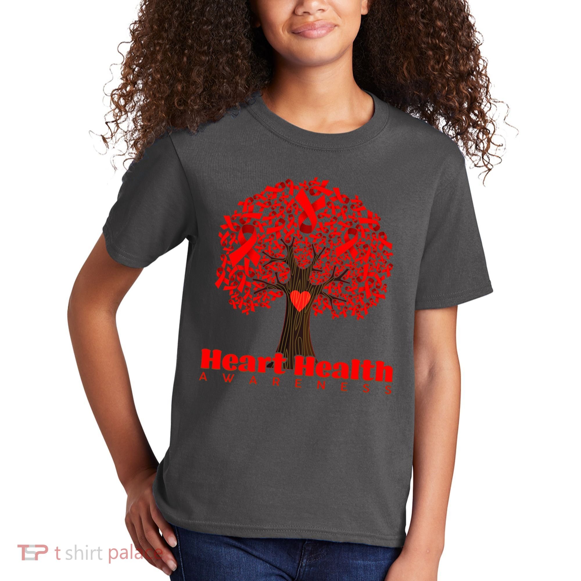 Heart Health Awareness Red Ribbon Heart Tree Kids T-Shirt