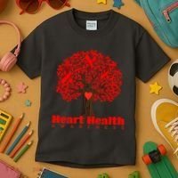 Heart Health Awareness Red Ribbon Heart Tree Kids T-Shirt thumb 3