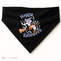 Happy Halloween Anime Witch Girl USA-Made Doggie Bandana thumb 0