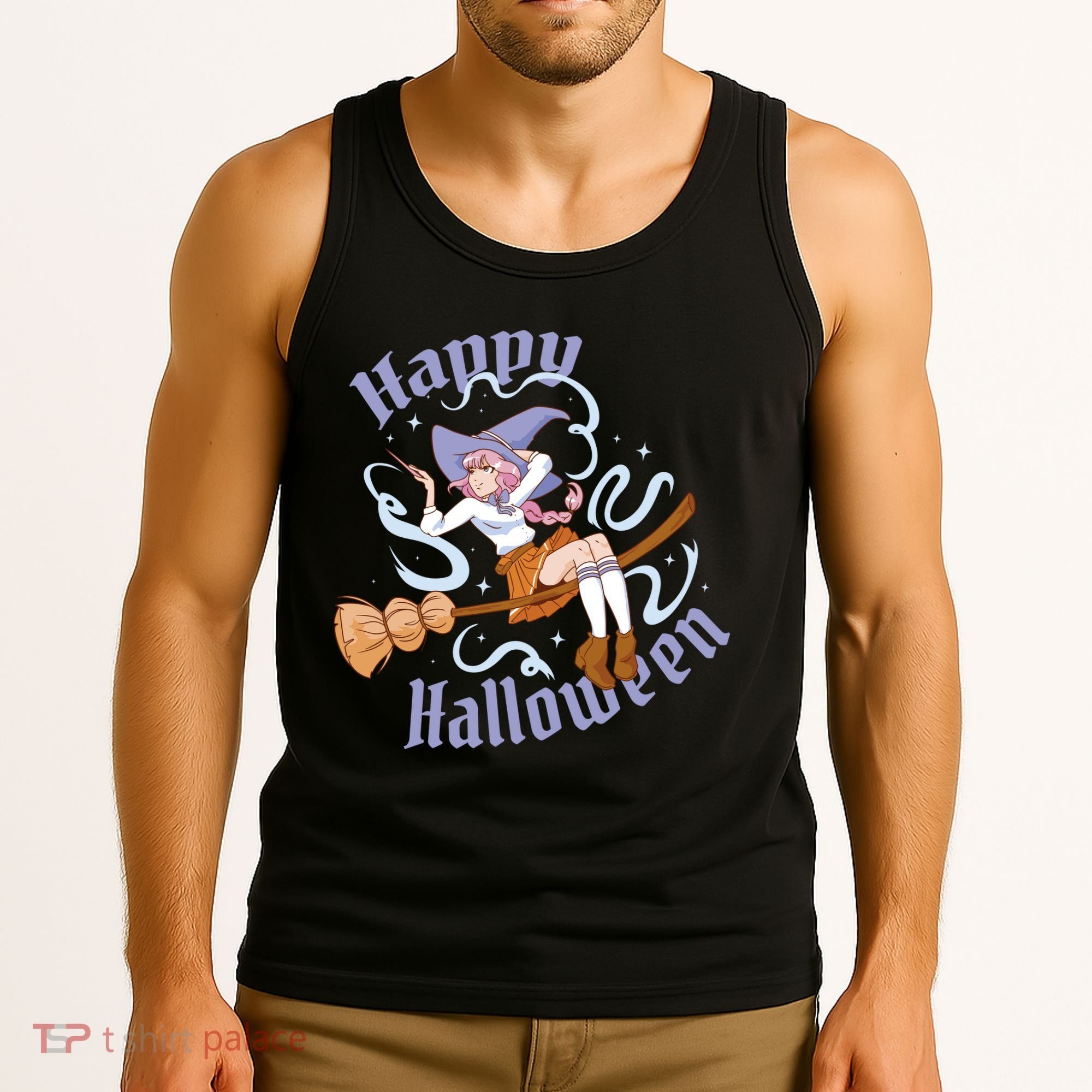 Happy Halloween Anime Witch Girl Tank Top