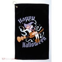 Happy Halloween Anime Witch Girl Golf Towel thumb 0