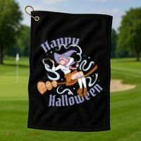 Happy Halloween Anime Witch Girl Golf Towel thumb 1