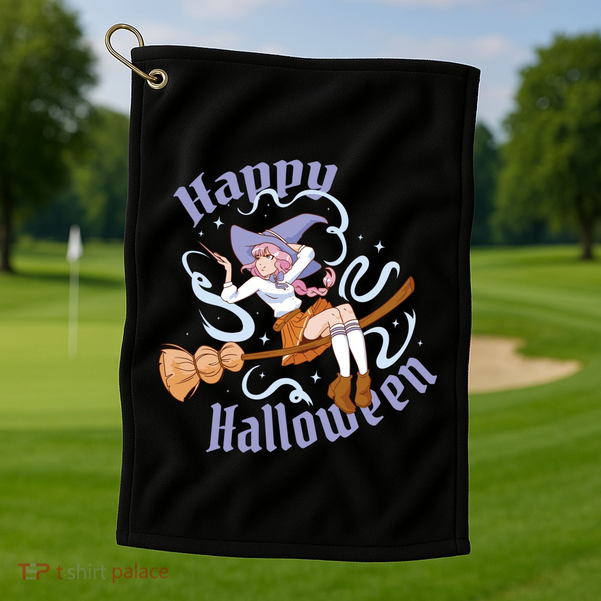 Happy Halloween Anime Witch Girl Golf Towel