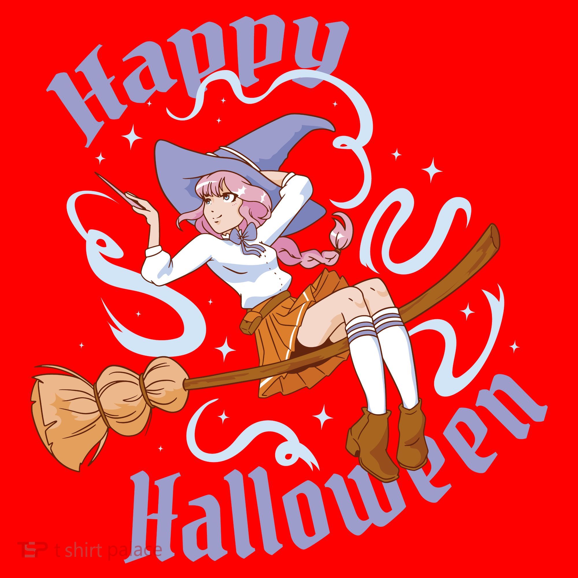 Happy Halloween Anime Witch Girl Santa Hat