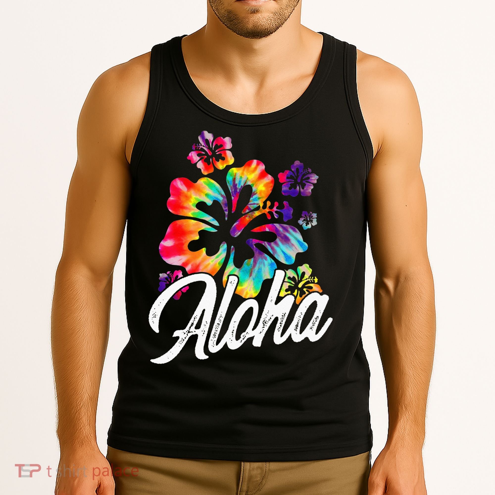 Hawaii Hawaiian Aloha Beaches Hibiscus Flowers Tank Top