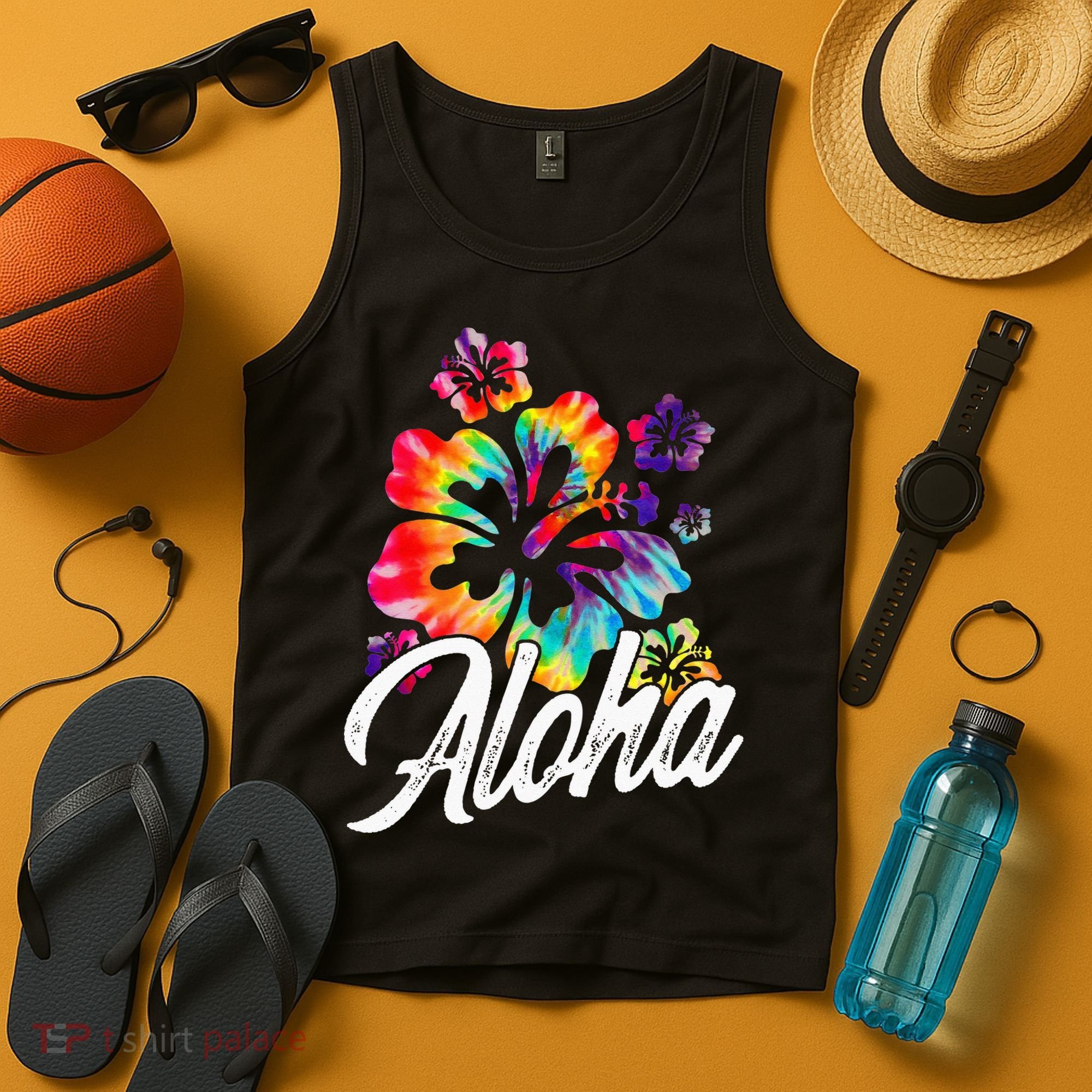 Hawaii Hawaiian Aloha Beaches Hibiscus Flowers Tank Top