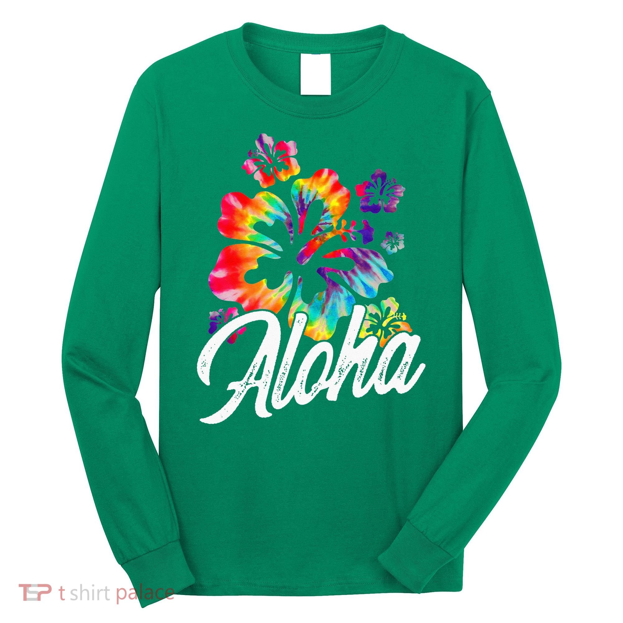 Hawaii Hawaiian Aloha Beaches Hibiscus Flowers Long Sleeve Shirt