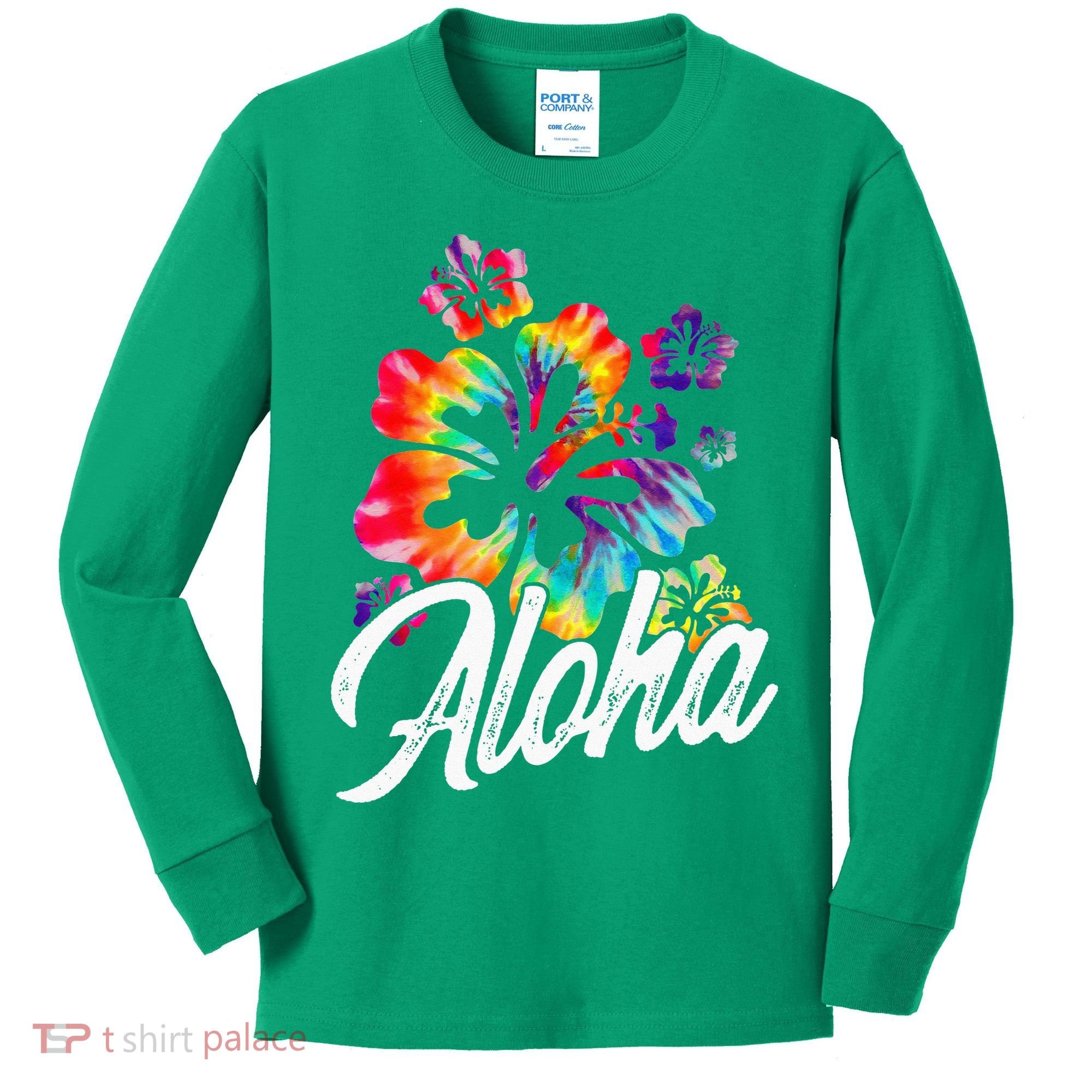 Hawaii Hawaiian Aloha Beaches Hibiscus Flowers Kids Long Sleeve Shirt