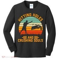 Hitting Holes And Crushing Souls Cornhole Kids Long Sleeve Shirt thumb 0
