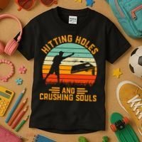 Hitting Holes And Crushing Souls Cornhole Kids T-Shirt thumb 3